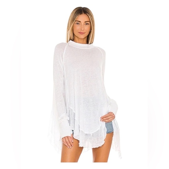 Free People Starlight Tee Relax Tunic Ivory Revolve Boyfriend Style Woman XS - Picture 2 of 11